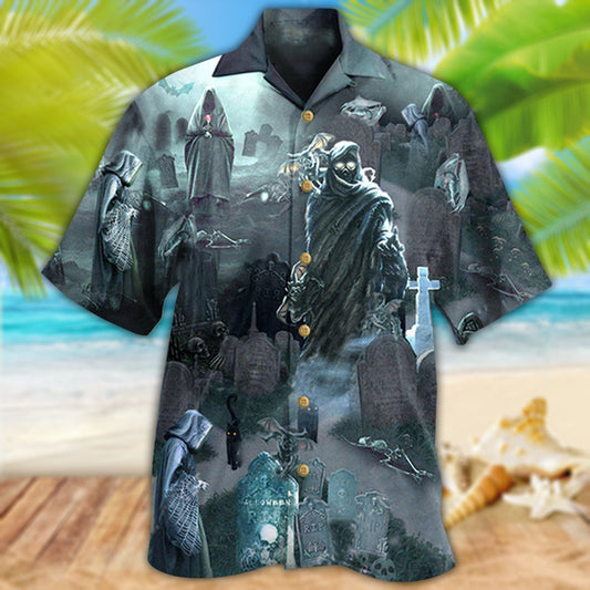 Halloween Death Could Not Hold Him In Tomb Hawaiian Shirt For Summer Vacation Beach Travel And Relaxed Casual Wear