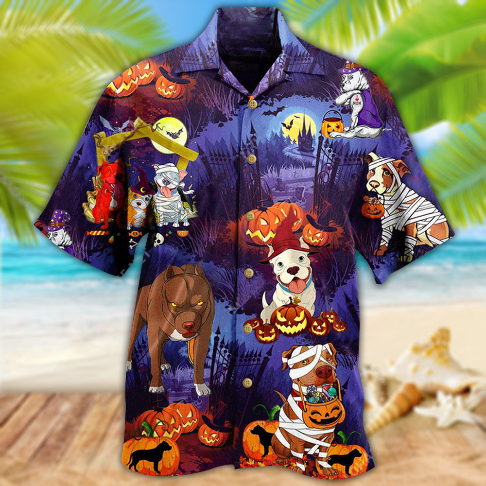 Halloween Dogs Night Scary Hawaiian Shirt Design Detail For Beach Days And Holiday Travel
