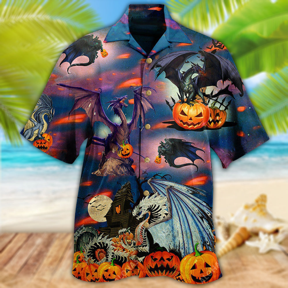Halloween And Fantasy Dragon Hawaiian Shirt With Detailed Graphic For Tropical Getaways Outdoor Fun And Everyday Wear