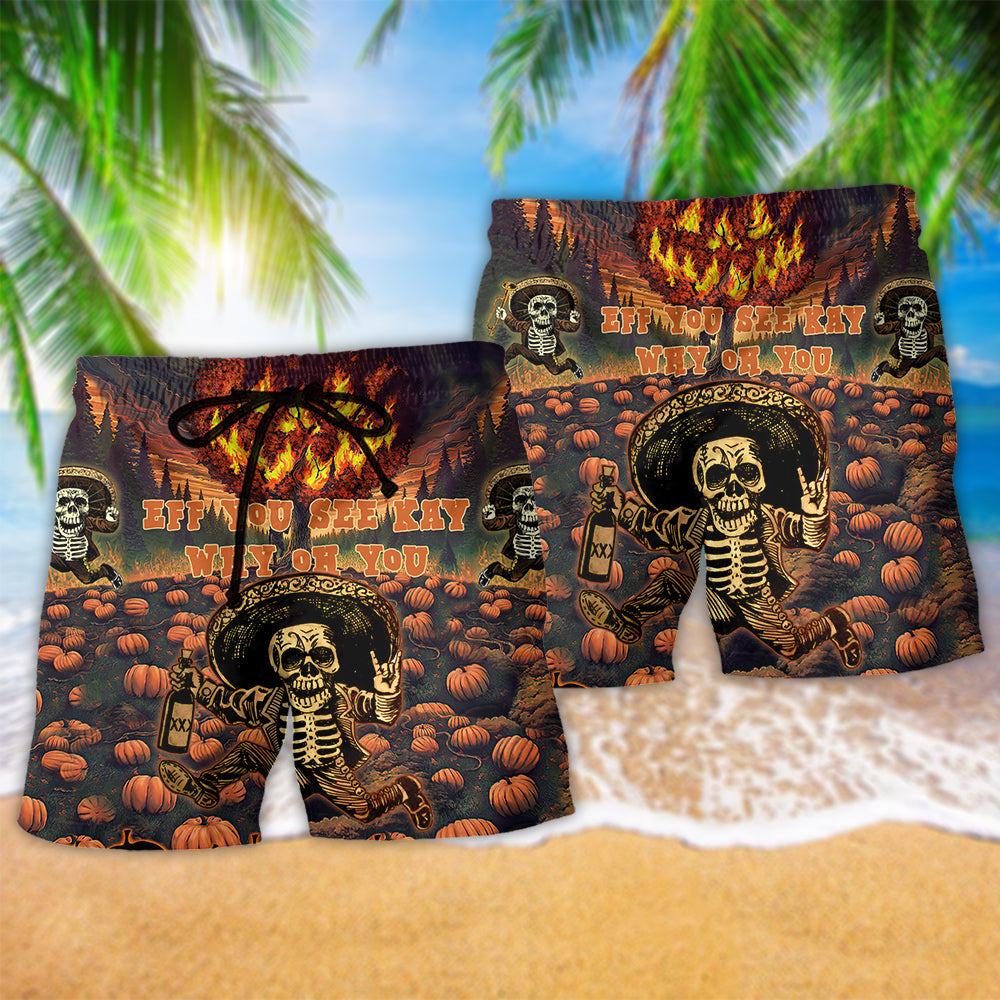 Halloween Eff You See Kay Why Oh You Hawaiian Beach Shorts For Coastal Trips And Outdoor Wear