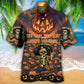 Spooky Halloween Letter Pattern Hawaiian Shirt For Summer Vacation Beach Travel And Relaxed Casual Wear