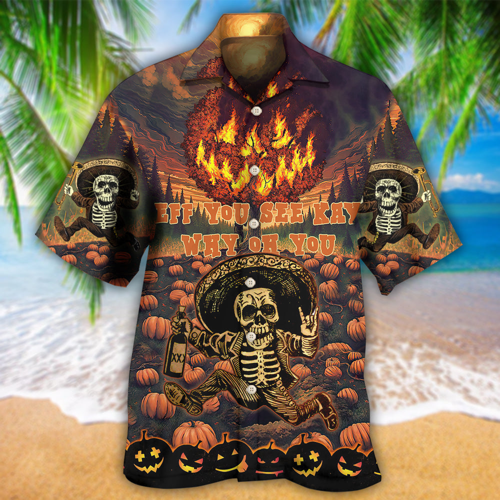 Spooky Halloween Letter Pattern Hawaiian Shirt For Summer Vacation Beach Travel And Relaxed Casual Wear
