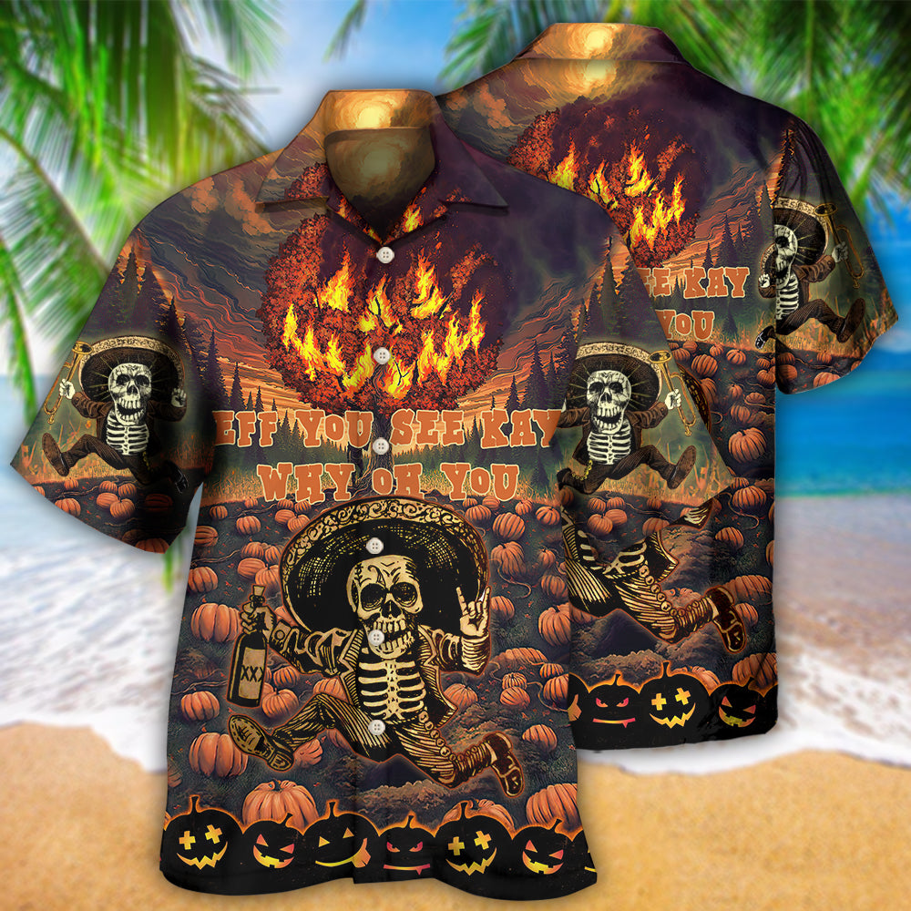 Spooky Halloween Letter Pattern Hawaiian Shirt For Summer Vacation Beach Travel And Relaxed Casual Wear