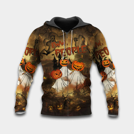 Halloween Eww People Pumpkin Ghost Hoodie For Fall Festivals Costume Events And Comfortable Casual Wear
