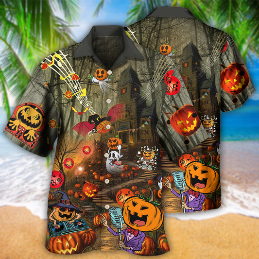 Halloween Fantasy Party Music Hawaiian Shirt For Summer Vacation Beach Travel And Relaxed Casual Wear