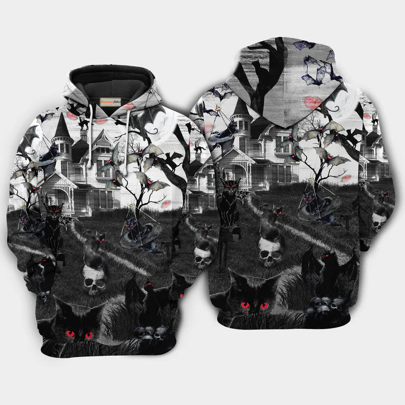 Halloween Flying Cat Hoodie For Seasonal Parties Casual Outfits And Everyday Comfort