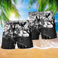 Halloween Flying Cats Night Beach Shorts Pattern View For Relaxed Vacation Styling