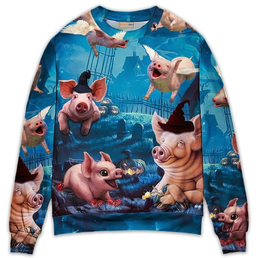Halloween Flying Pig Pumpkin Sweater For Halloween Events Weekend Outings And Creative Gift Giving
