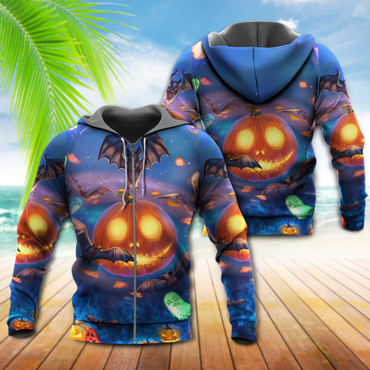 Halloween Glowing Pumpkins Night Hoodie For Spooky Season Travel And Thoughtful Halloween Gifting