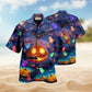 Halloween Glowing Pumpkins By Night Hawaiian Shirt For Summer Vacation Beach Travel And Relaxed Casual Wear