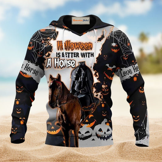 Halloween Horse Hoodie For Country Streetwear Outdoor Trips And Everyday Comfort