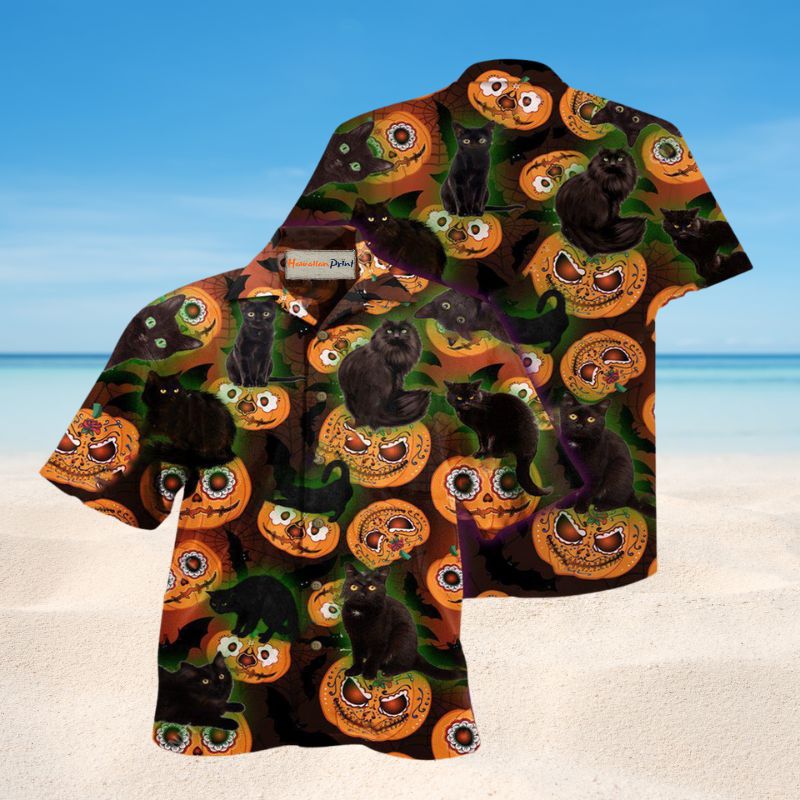 Halloween Is Better With A Cat Hawaiian Shirt For Summer Vacation Beach Travel And Relaxed Casual Wear