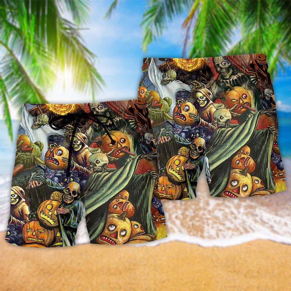 Halloween Seasonal Beach Shorts Pattern Detail For Leisure Travel And Relaxed Casual Style