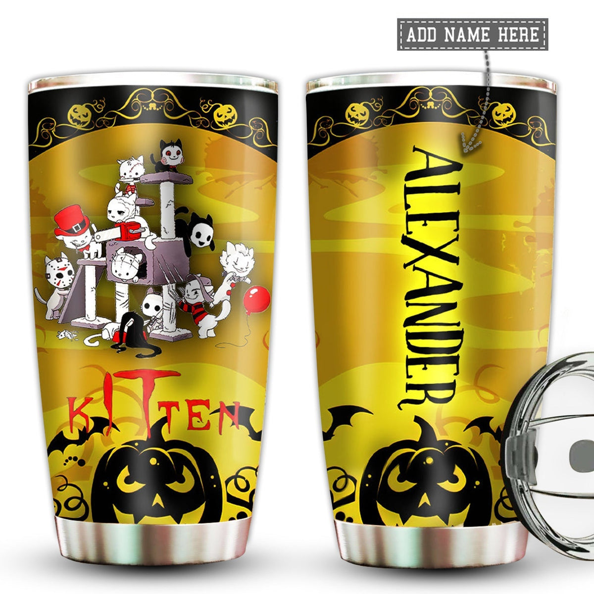 Halloween Kitten Cats Night Personalized 20 Oz Tumbler For Coffee Travel And Daily Drinks