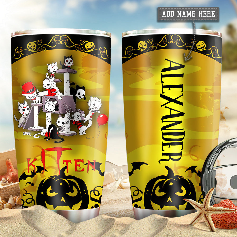 Halloween Kitten Cats Night Personalized 20 Oz Tumbler For Coffee Travel And Daily Drinks