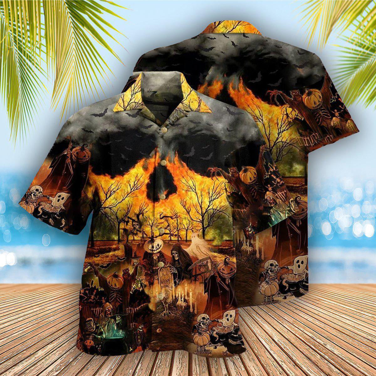 Halloween Party Hawaiian Shirt For Vacation Days And Relaxed Coastal Outings