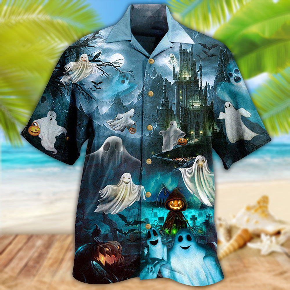 Halloween Night Boo Scary Vibes Hawaiian Shirt Design View For Resort Travel And Thoughtful Gifting