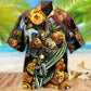 Dark Halloween Hawaiian Shirt With Detailed Graphic For Coastal Adventures Summer Events And Everyday Comfort