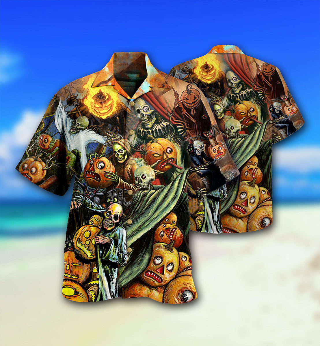 Dark Halloween Hawaiian Shirt With All Over Print For Coastal Adventures Summer Events And Everyday Comfort