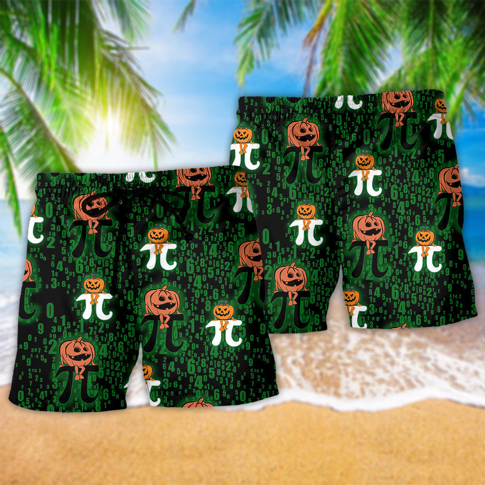 Halloween Smiling Pumpkin Beach Shorts Pattern Detail For Everyday Outings And Weekend Casual Style