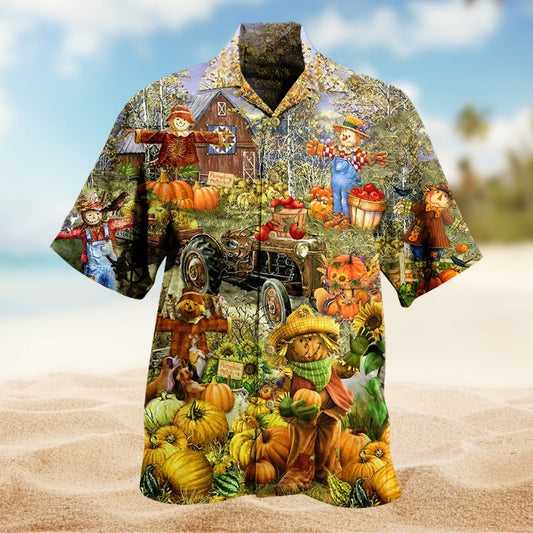 Halloween Pumpkin Hawaiian Shirt For Island Vacations, Resort Wear, And Relaxed Seasonal Style