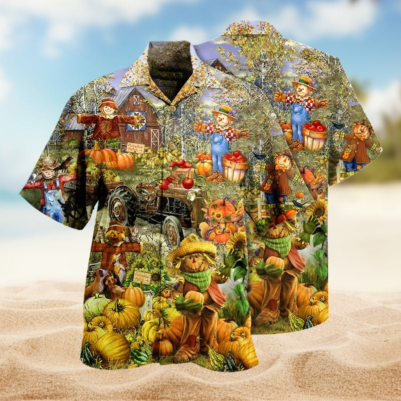 Halloween Pumpkin Hawaiian Shirt For Island Vacations, Resort Wear, And Relaxed Seasonal Style