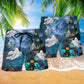 Halloween Say Boo And Scary On Blue Hawaiian Beach Shorts For Weekend Adventures And Comfort