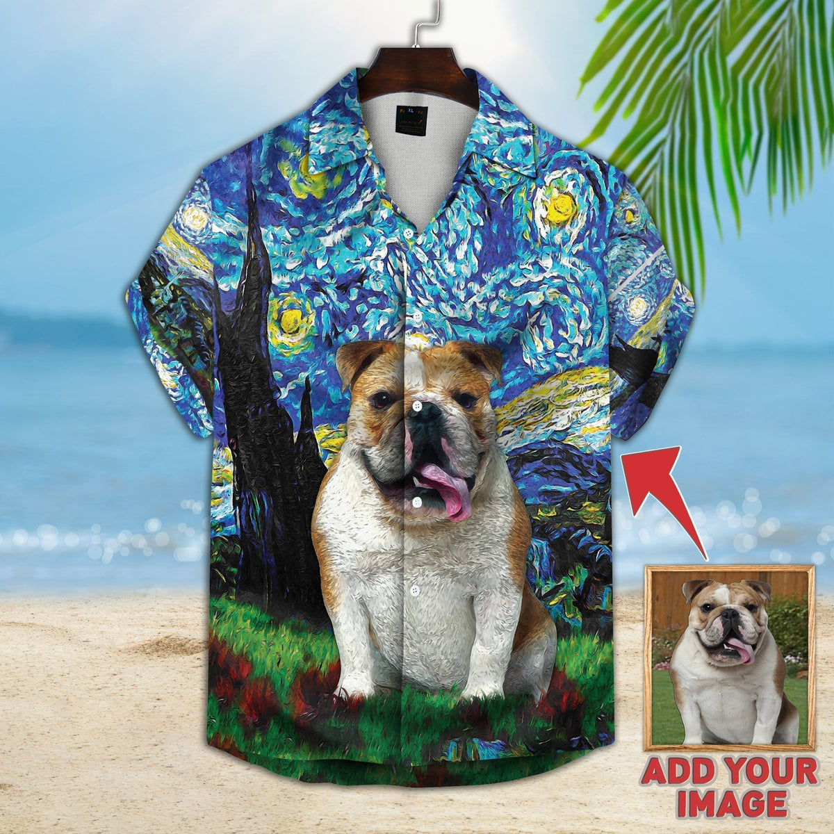 Personalized Pet Portrait Starry Sky Hawaiian Shirt Creative Print View For Casual Outings