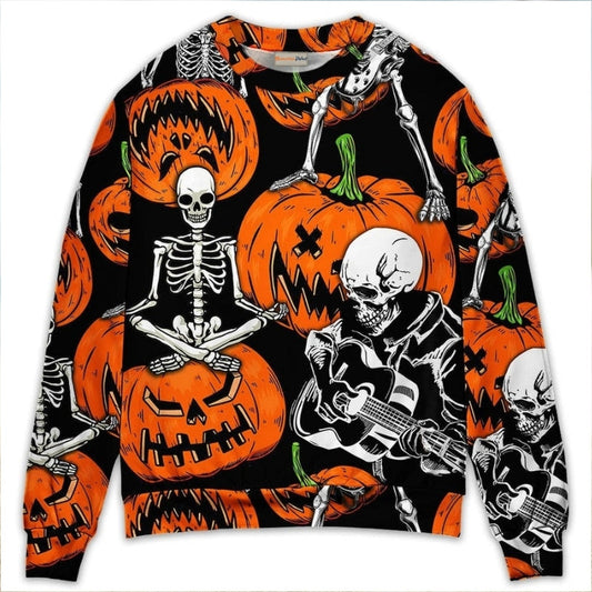 Halloween Skeleton Pumpkin Sweater For Alternative Outfits Seasonal Events And Everyday Comfort