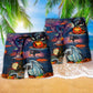 Halloween Dragon Treasure Guardian Beach Shorts Pattern Detail For Casual Outings And Distinctive Seasonal Style