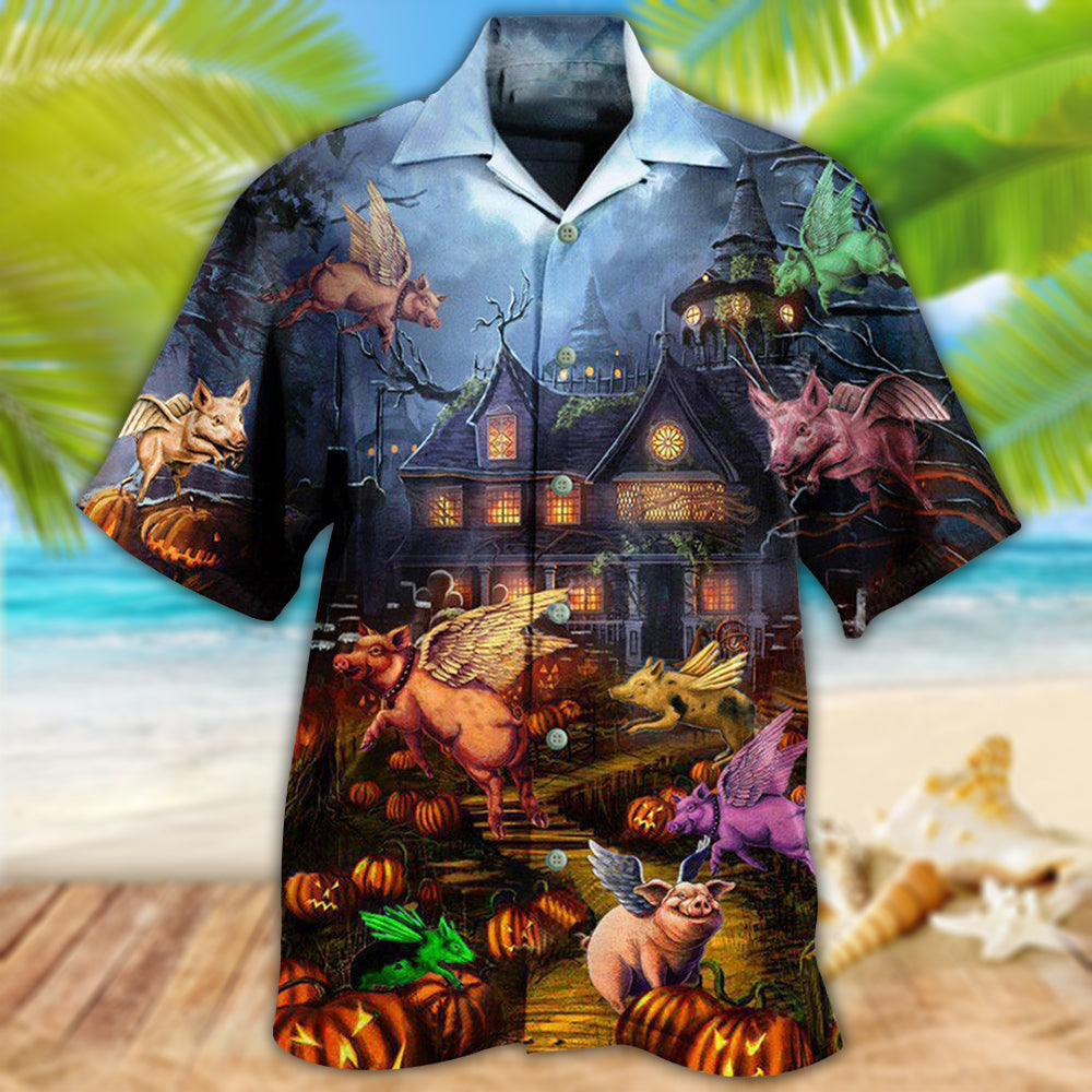 Halloween Hawaiian Shirt With Detailed Graphic For Vacation Getaways Resort Wear And Casual Celebrations