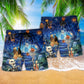 Dark Halloween Beach Shorts Pattern Detail For Leisure Travel And Comfortable Resort Style