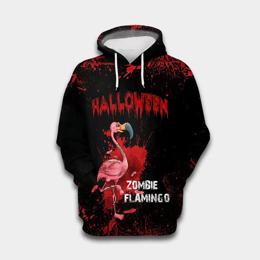Halloween Zombie Flamingo Hoodie For Halloween Parties Autumn Outings And Spooky Everyday Style