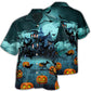 Dark Halloween Night Pumpkin Hawaiian Shirt Artwork View For Weekend Travel And Beach Style