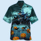 Dark Halloween Night Pumpkin Hawaiian Shirt Pattern Detail For Summer Holidays And Outdoor Fun
