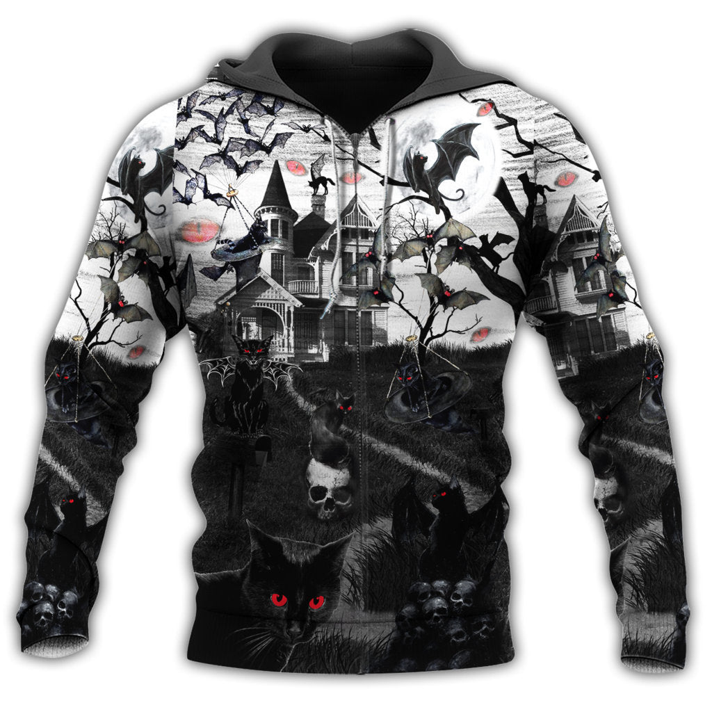 Dark Halloween Flying Cats Hoodie For Halloween Adventures Comfortable Style And Seasonal Gifting