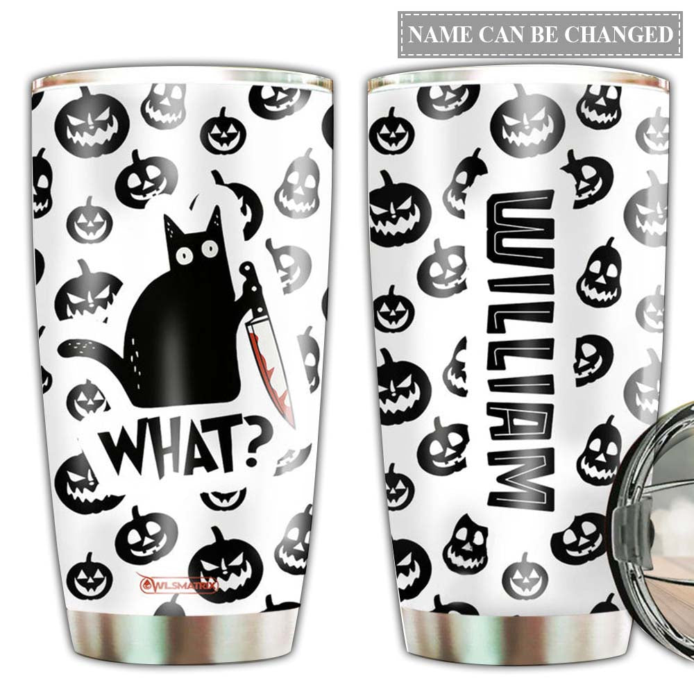 Halloween Cat What Personalized 20 Oz Tumbler For Coffee Travel And Daily Drinks