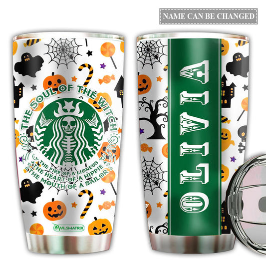 Halloween The Soul Of The Witch Personalized 20 Oz Tumbler For Coffee Travel And Daily Drinks