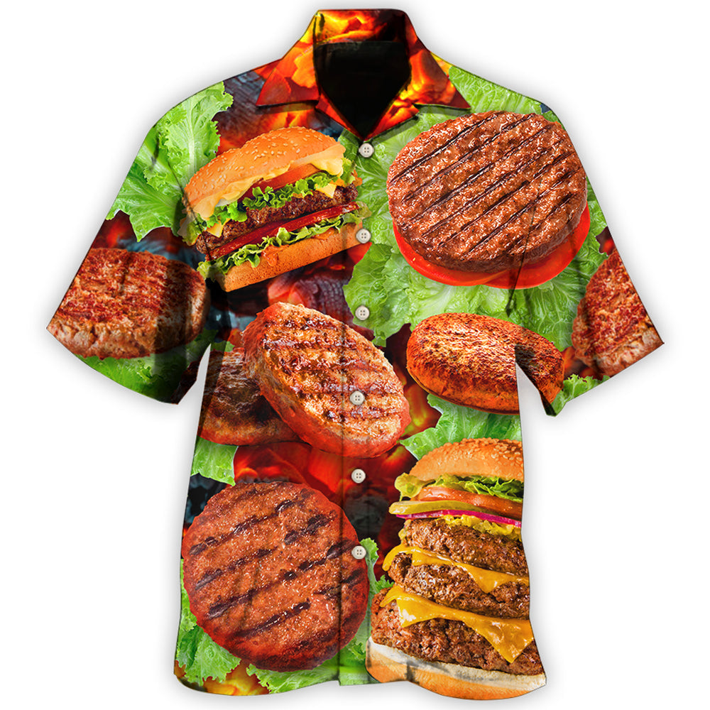Creative Hamburger Patty BBQ Food Hawaiian Shirt For Casual Gatherings, Beach Holidays, And Thoughtful Gift Giving
