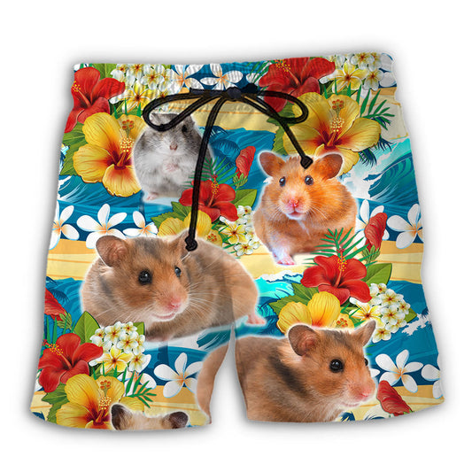 Tropical Floral Hamster Beach Shorts For Poolside Relaxation And Everyday Comfort