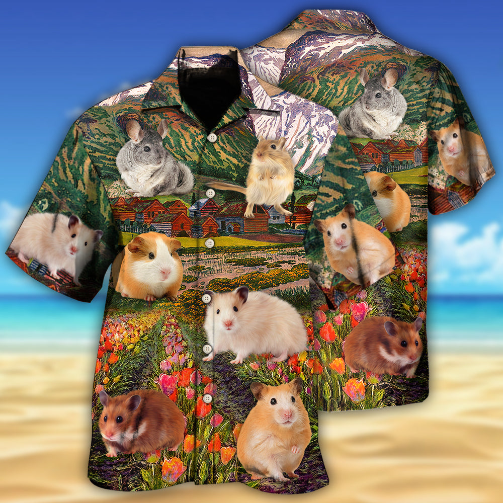Floral Cute Hamster Hawaiian Shirt For Beach Days, Summer Outings, And Thoughtful Gift Giving