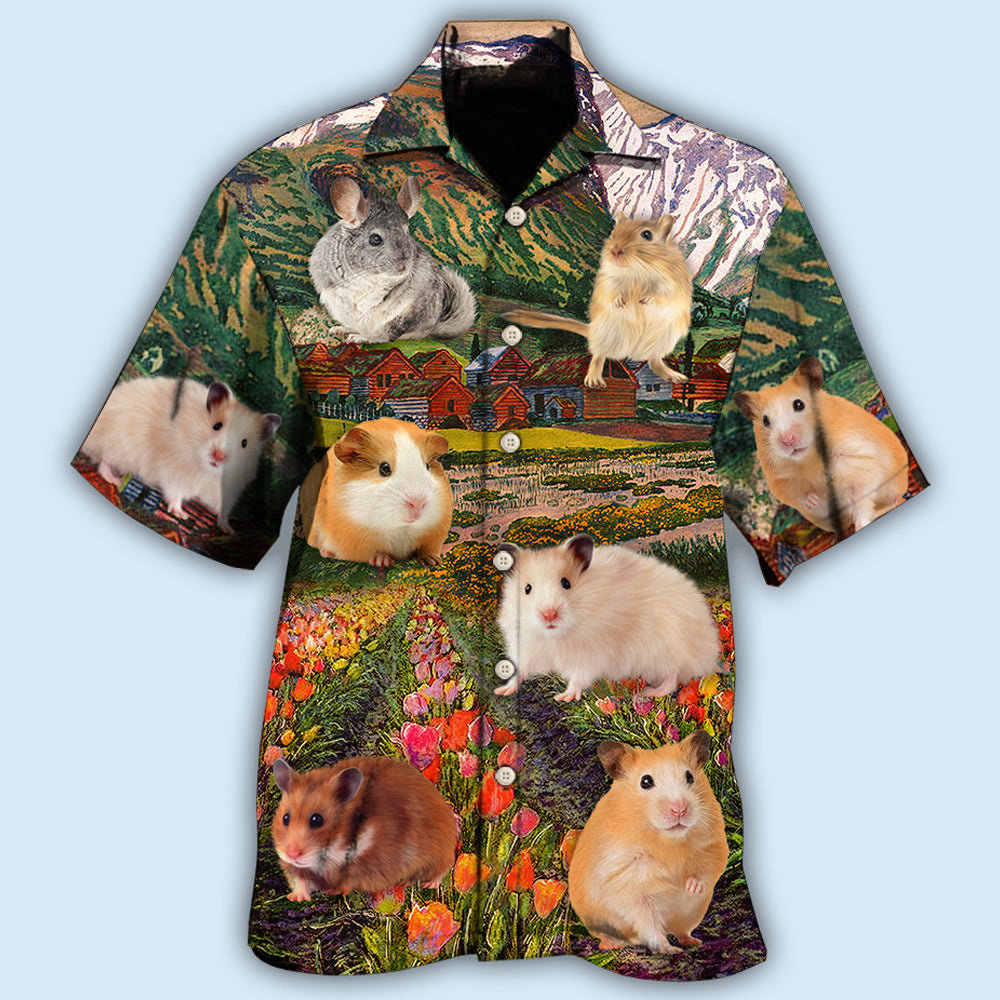 Floral Cute Hamster Hawaiian Shirt For Beach Days, Summer Outings, And Thoughtful Gift Giving