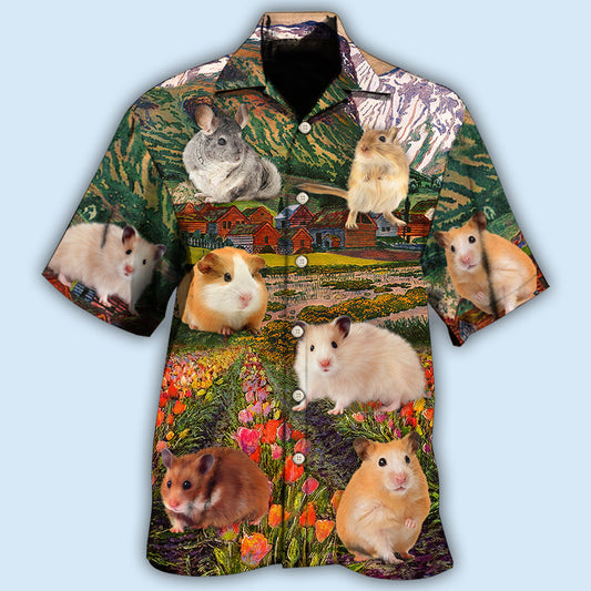 Floral Cute Hamster Hawaiian Shirt For Beach Days, Summer Outings, And Thoughtful Gift Giving