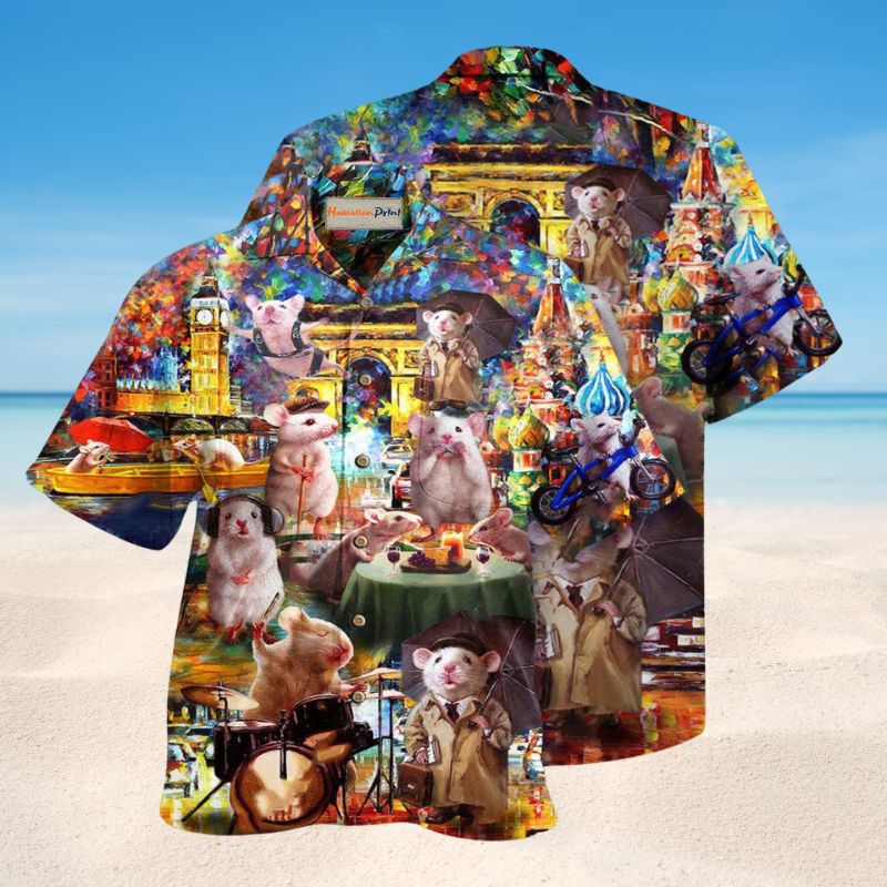Hamster Traveling Around The World Hawaiian Shirt For Summer Vacation Beach Travel And Relaxed Casual Wear
