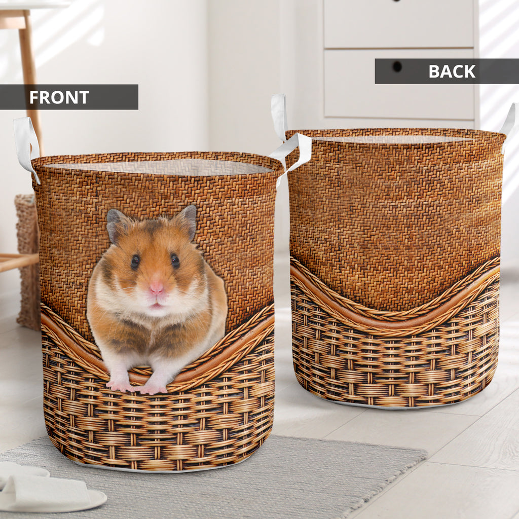 Hamster Rattan Texture Laundry Basket For Room Home Organizer