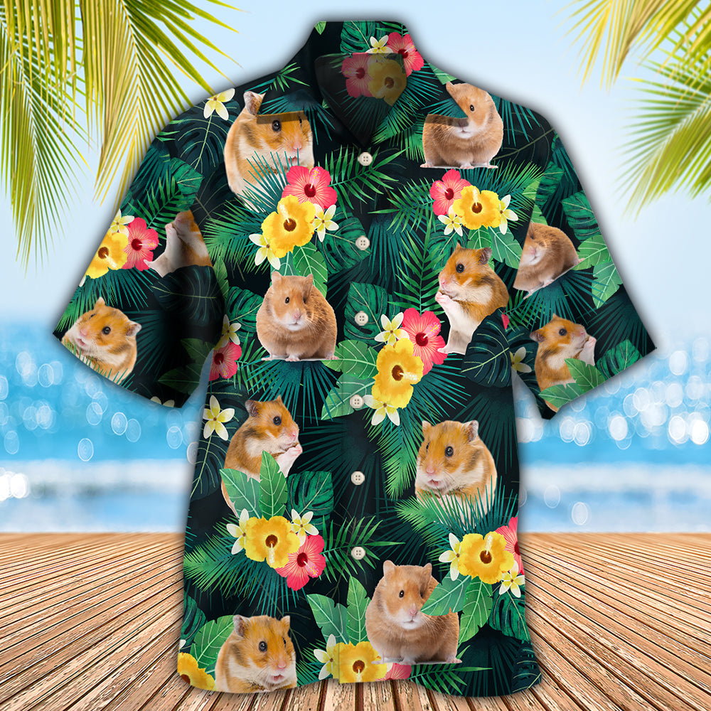 Tropical Summer Hamster Hawaiian Shirt With All Over Print For Coastal Vacations Warm Weather Events And Daily Style