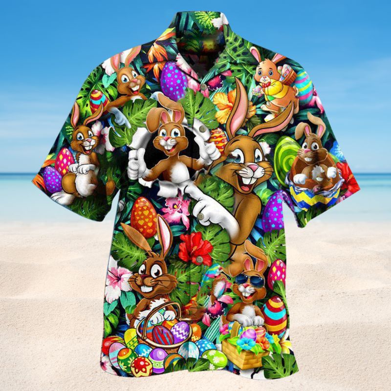 Easter Bunny Friends Hawaiian Shirt For Island Getaways Beach Parties And Comfortable Vacation Style