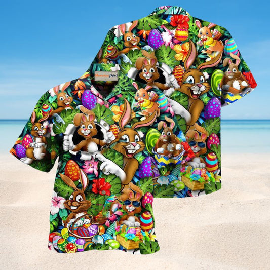 Easter Bunny Friends Hawaiian Shirt For Island Getaways Beach Parties And Comfortable Vacation Style