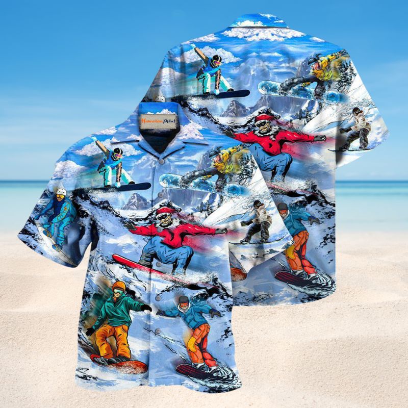 Snowboarding Happiness Is First Tracks On Fresh Snow Hawaiian Shirt For Resort Trips And Relaxed Summer Style