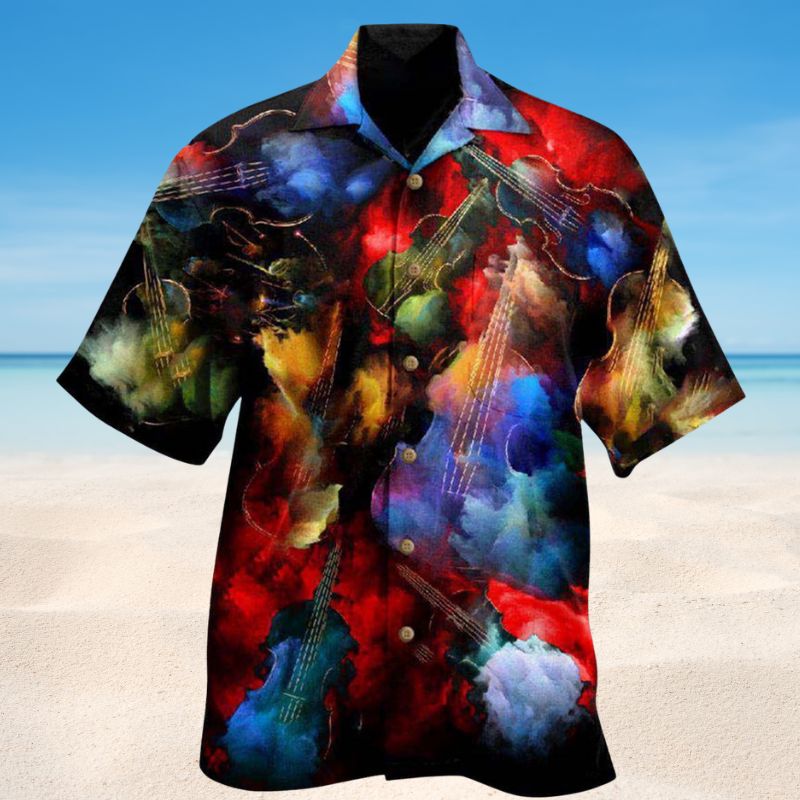 Music Happiness Is Practicing Violin Hawaiian Shirt For Coastal Vacations Live Music Fans And Everyday Wear
